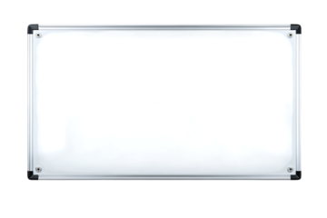 Blank whiteboard isolated on black background