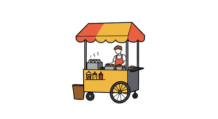 Street Food Cart Vendor Illustration