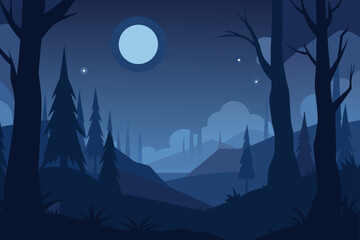 foggy forest illuminated by moonlight  .svg