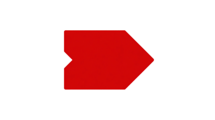 Red arrow pointing right geometric shape isolated on design element transparent background