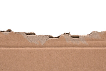 torn or ripped brown cardboard paper isolated on transparent background,realistic piece of torn...
