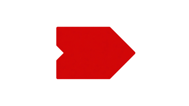 Red arrow pointing right geometric shape isolated on design element transparent background