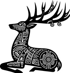 Mexican Style Deer Silhouette with Folk Art Antlers