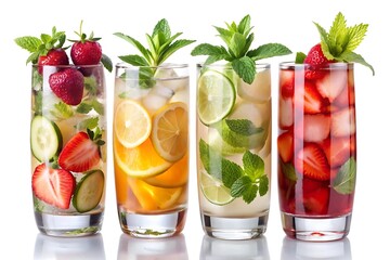 Four refreshing fruitinfused drinks with mint and cucumber