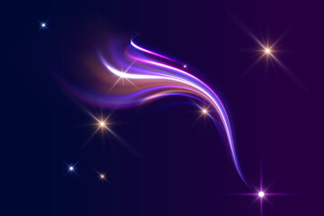 Flowing Purple Light With Glowing Stars