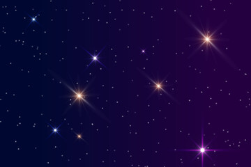 Starry Night Sky With Purple Glow