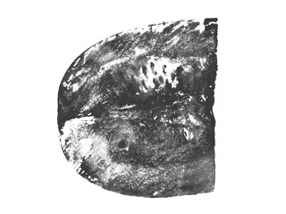 Fototapeta premium Monochrome hand-drawn print of squash slice with detailed natural texture. Black ink vegetable stamp with visible pulp, skin patterns. Eco friendly design, food prints, botanical art, vegan visuals
