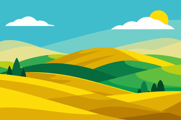 Obraz premium rolling golden hills near assisi under bright summ 