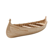 Handcrafted light wooden canoe model evoking serenity and craftsmanship isolated for design projects