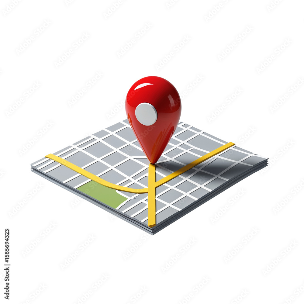 Fototapete Stylized Navigation Icon Depicting Location on a Conceptual Grid Map Design