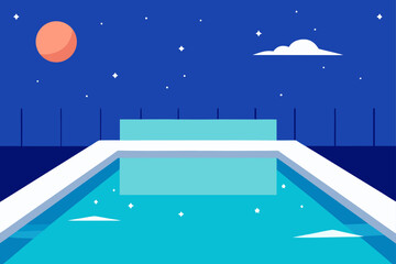Fototapeta premium rooftop pool under a starlit sky