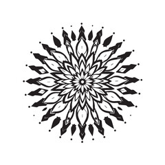Obraz premium A black and white mandala design isolated on white background radiates intricate floral patterns