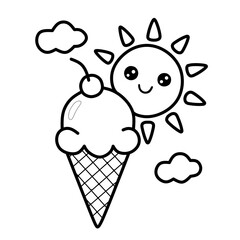 Ice cream cone, fresh in hot weather