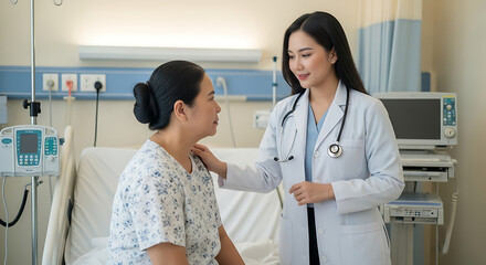 Obraz premium doctor talking to senior patient