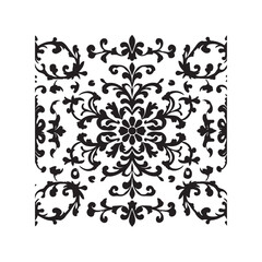 A seamless black and white floral pattern creates an elegant vintage background