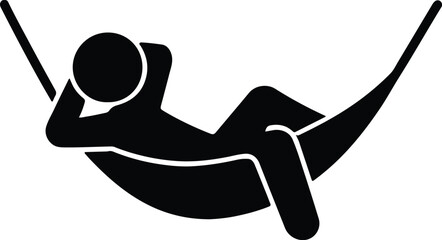 Silhouette person relaxing in hammock lifestyle vector Illustrator