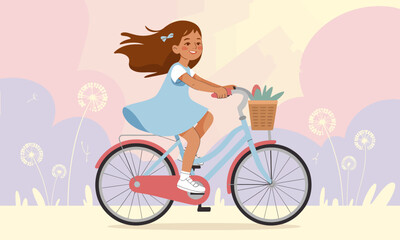 Girl Riding Bicycle: Springtime Joy