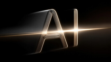 Minimalistic digital design featuring glowing letters "AI" on a blurred dark background. Clean, futuristic style with soft light effects and empty caption space on the side for text or branding.


