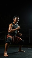 Pencak Silat Martial Arts Fighter Powerful Pose Night Training