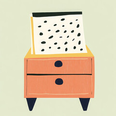 Filing cabinet paperwork document storage office furniture modern wood illustration