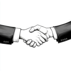 Business handshake, agreement, partnership, cooperation, success, trust, black and white