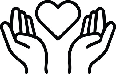 Obraz premium Line art illustration of hands holding a heart shape symbolizing love and care