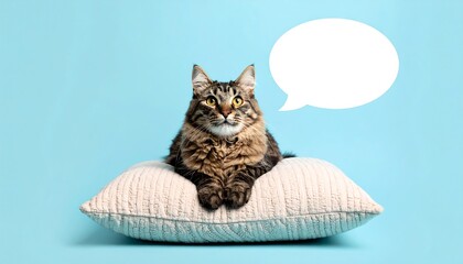 Cat on pillow, thinking
