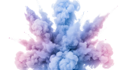 Blue and Pink Vapor Explosion on Transparent Background