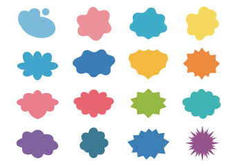 Colorful Abstract Shape Collection Featuring Spiky and Rounded Decorative Element