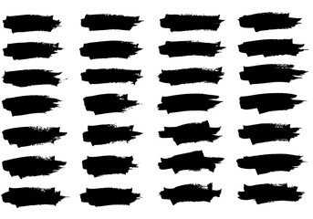 Hand-Drawn Horizontal Brush Stroke Texture Set in Artistic Black Grid Style