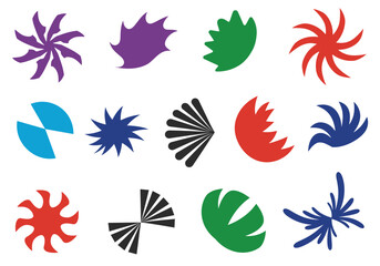 Pinwheel Style Abstract Icon Set with Colorful Segmented Decorative Shapes