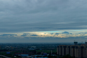 Fototapeta premium The scenery of the buildings around Deyang Railway Station in Sichuan Province, China