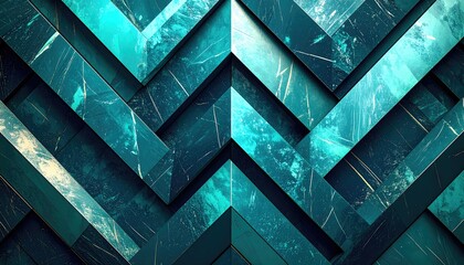 Abstract teal and gold geometric pattern