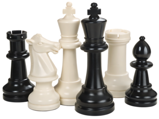 And white chess pieces isolated on a transparent background