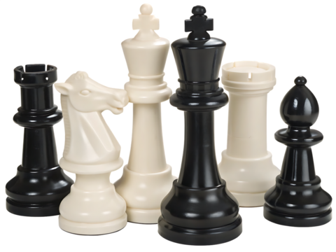 And white chess pieces isolated on a transparent background - Powered by Adobe