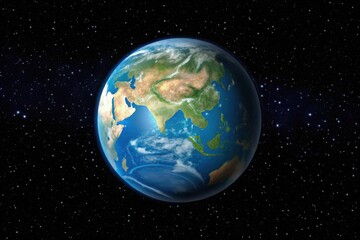 Earth seen from space with asia and india prominently displayed