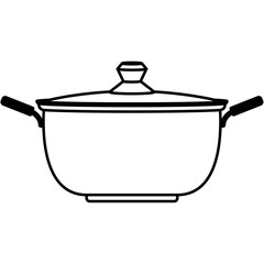 soup pot outline icon, cooking pot.
