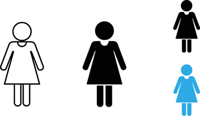 Set of stylized female figures in different graphic styles and colors