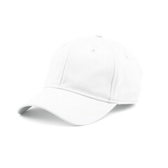 Fototapeta premium Side view of white baseball cap mockup with blank surface for fashion and branding