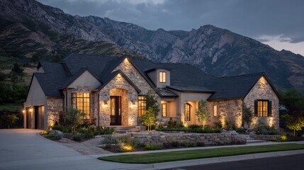 High-quality photo of high-quality photo of beautiful Utah home design, exterior view.