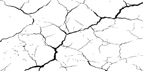 "A high-contrast, black and white close-up of a cracked surface, resembling dry earth or old paint, with irregular polygonal segments and fine lines spreading across the frame."