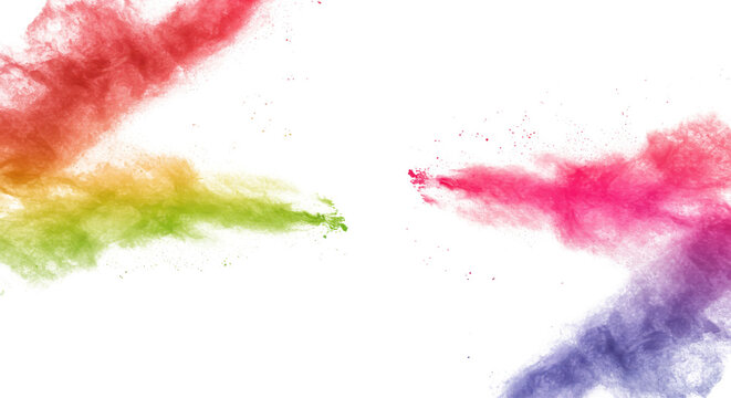 Colorful powder explosion isolated PNG with Transparent Background