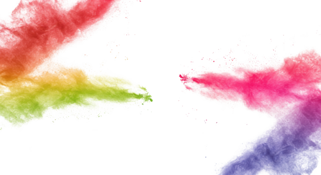 Colorful powder explosion isolated PNG with Transparent Background