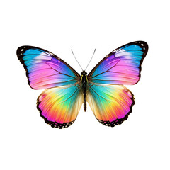 Obraz premium Iridescent butterfly with vibrant purple and teal wings isolated