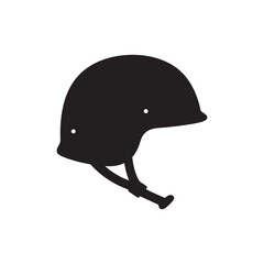 Fototapeta premium Military helmet silhouette vector flat illustration design. 