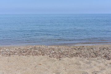 Spiaggia di Settefrati: beach near Cefalu, Sicily, Italy. Summer and holidays. Summer beach in Italy. Holidays in Sicily. Travel to Italy. Travel and tourism concept. 