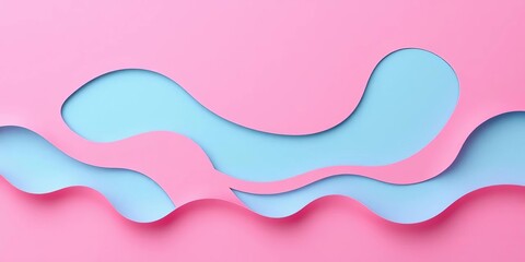 Abstract pink & blue paper cut wave pattern background, modern design,  pink,  backdrop