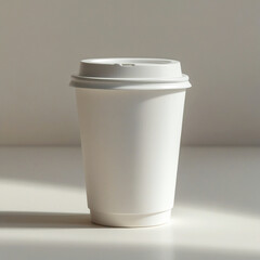 Minimal takeaway coffee cup in crisp white ideal for cafe branding or drink design