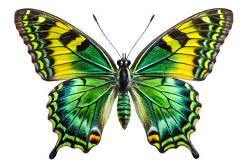 Fototapeta premium Close Up of a Vibrant Green and Yellow Butterfly Wing