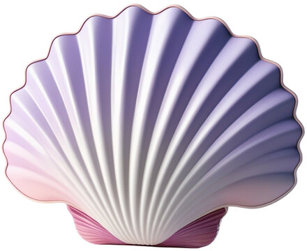 3d abstract purple lightpurple scallop shell transparent background cutout element
